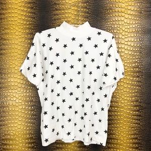 Vintage 1980 Mock Turtleneck Star Graphic Shirt